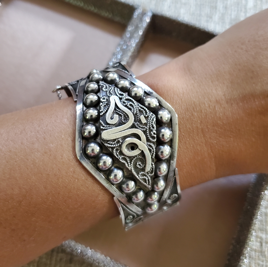 Vintage Persian Iranian Silver Cuff Bracelet